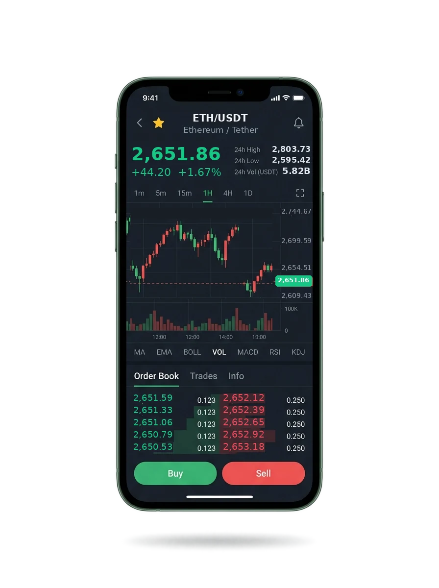 Mobile app screen showing a portfolio summary and a message thread with an account specialist
